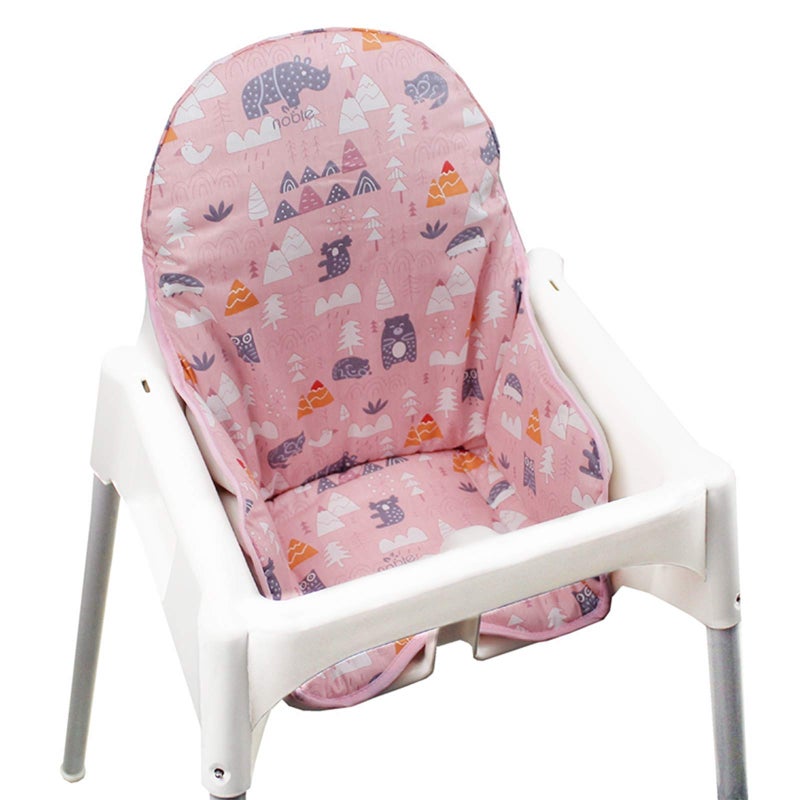 ZARPMA Cotton Seat Covers for IKEA Antilop Highchair,Cotton Surface and Padded,Forest Pattern Foldable Baby Highchair Cover for IKEA Child Chair Cushion (Pink Forest) - Image 1